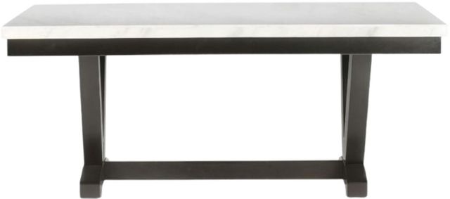 Steve Silver Co. Finley White Marble Top Dining Table with Cordovan Dark Cherry Base-3