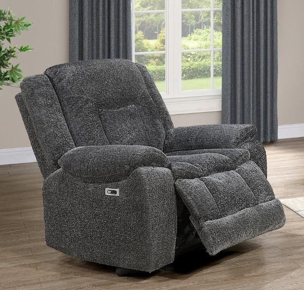 New Classic® Home Furnishings Stanwick Gray Power Glider Recliner with Power Footrest-1