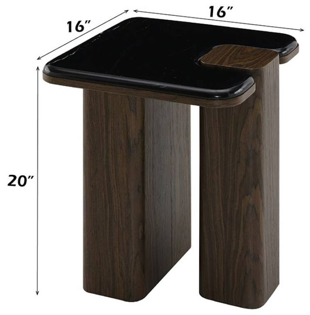 ACME Furniture Dana Natural Marble Top End Table with Dark Walnut Base-2