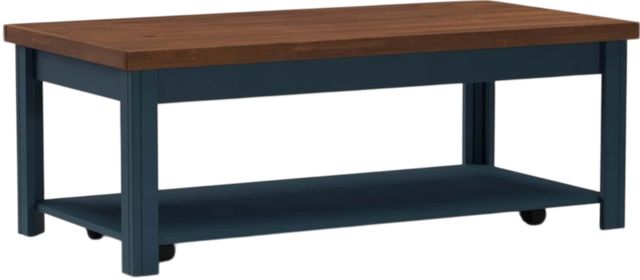 Legends Home Nantucket Whiskey Coffee Table with Blue Denim Base-0