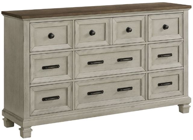 Elements International Farmington Medium Brown/Washed Stone Dresser and Mirror-1