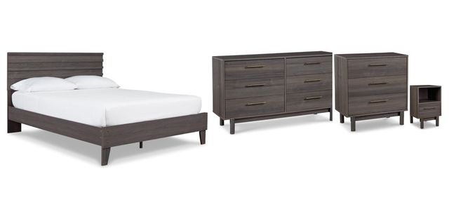 Signature Design by Ashley® Brymont 4-Piece Dark Gray Queen Platform Bed Set-0