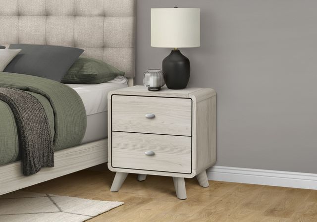 Monarch Specialties Inc. Grey Oak 2-Drawer Nightstand-1
