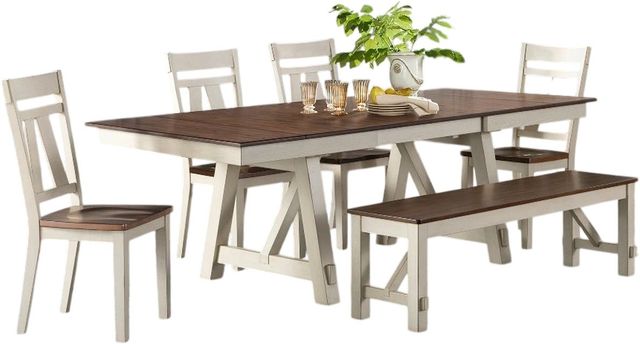 American Wholesale Furniture Laurel Manor II 6-Piece Cherry/White Dining Set-1