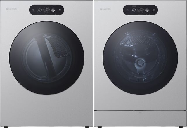 LG SIGNATURE Brushed Platinum Steel Front Load Washer & Gas Dryer Laundry Pair-0