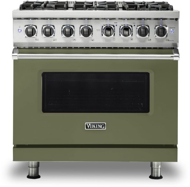 Viking® 5 Series 36" Cypress Green Pro Style Dual Fuel Natural Gas Range-0