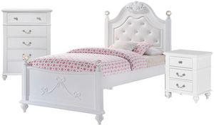 Elements International Alana 3-Piece White Twin Youth Bedroom Set