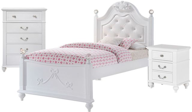Elements International Alana 3-Piece White Twin Youth Bedroom Set-0