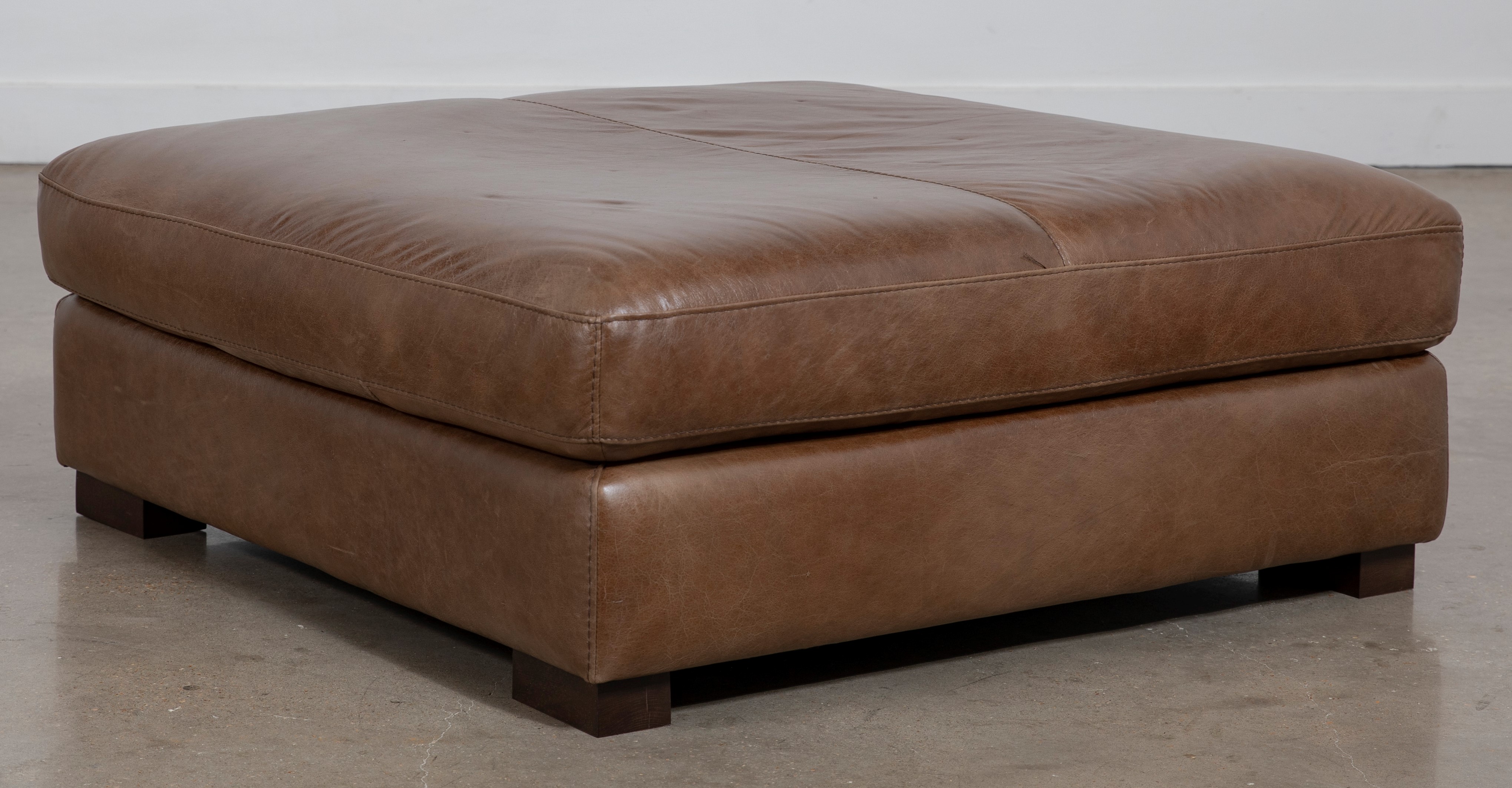 Soft Line Splendor Chestnut All Leather Ottoman | Miskelly