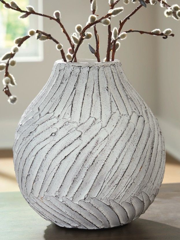 Signature Design by Ashley® Shelvie Distressed White 12" Vase-2