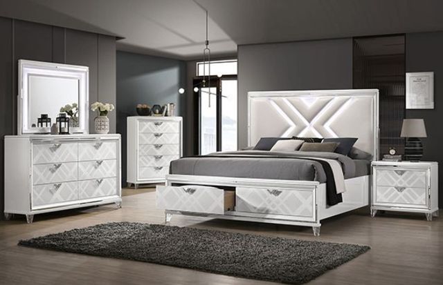Furniture of America® Emmeline White Eastern King Storage Bed-3