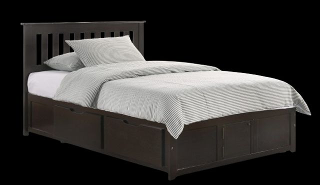 Night & Day Furniture™ Spices Bedroom Dark Chocolate Eastern King Drawer Pedestal Bed-0