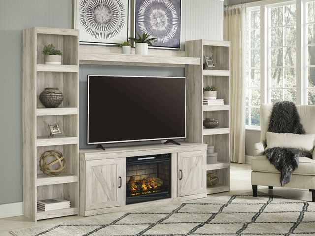 Signature Design by Ashley® Bellaby 4-Piece Whitewash Entertainment Center with Electric Fireplace Insert-5