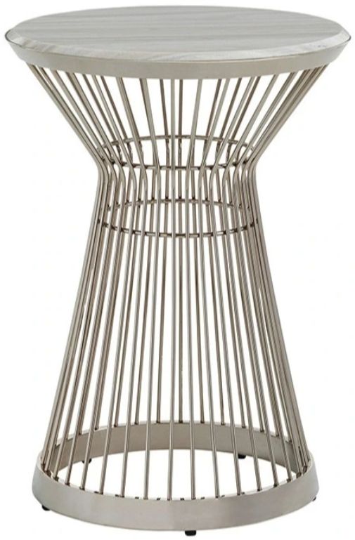 Lexington Home Ariana Martini Polished Silver White End Table with Platinum Base-0