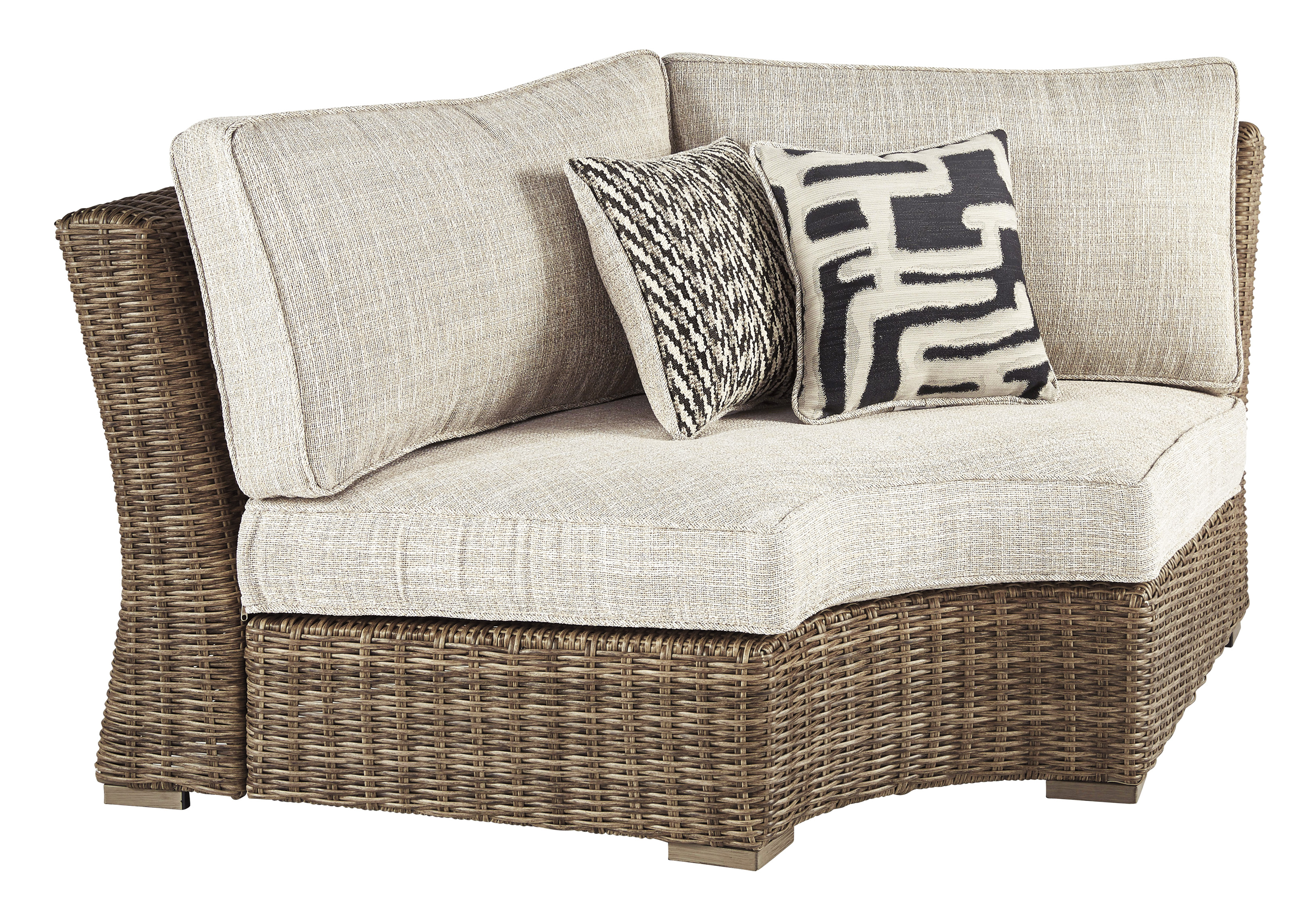 Beachcroft Outdoor Corner Chair with Cushion - White/Beige Beachcroft Outdoor Corner Chair with Cushion - White/Beige