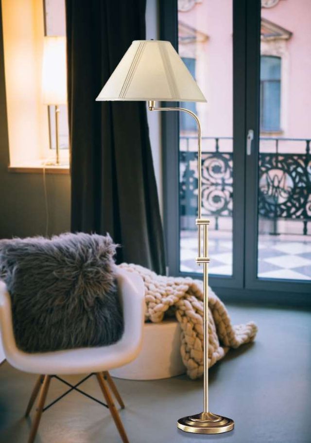 Cal® Lighting & Accessories Antique Bronze/Off-White Floor Lamp with Adjustable Pole-1
