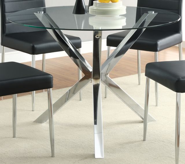 Coaster® Vance Glass Top Dining Table With X-Cross Base Chrome-1