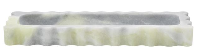 Deco Marche Green Marble Living Room Decor Tray with Gray Swirl Pattern and Wavy Edges-2