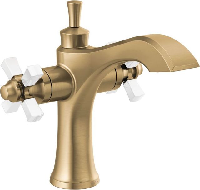 Delta Dorval® Champagne Bronze/Porcelain 2-Handle Cross Single Hole Monoblock Bathroom Faucet-0