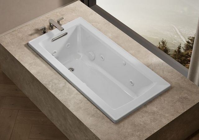 KOHLER® Archer® Biscuit 60" x 30" Drop-In Whirlpool Bath with Bask® Heated Surface-3