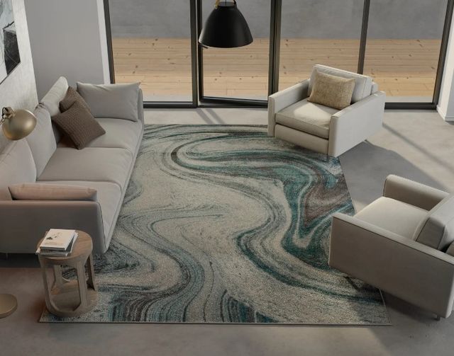 KAS Rugs Illusions Teal Contempo 5'x8' Area Rug-4