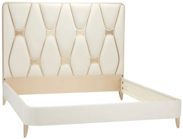 Michael Amini® La Rachelle Beige/Medium Champagne California King Upholstered Panel Bed-2