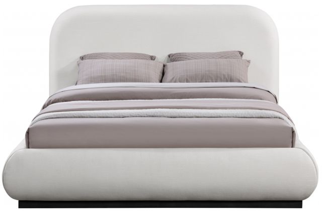 Meridian Furniture Vaughn Cream/Black Queen Linen Textured Upholstered Panel Bed-1