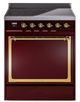 Ilve® Nostalgie II Noblesse 30'' Burgundy Pro Style Induction Range with Brass Trim-0