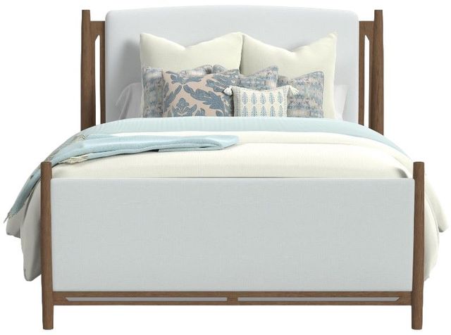 Flexsteel® Verona Brown Oak/Cream Queen Upholstered Panel Bed-1