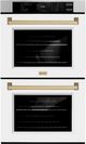 ZLINE Autograph Edition Professional 30" Stainless Steel Double Electric Wall Oven with White Matte Doors and Champagne Bronze Accents-0