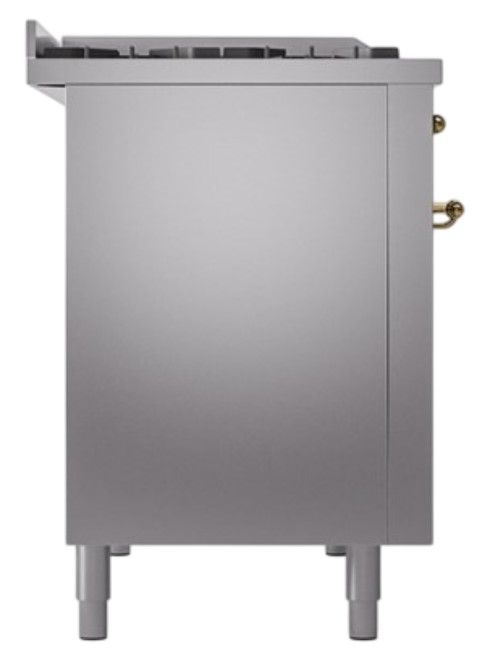 Ilve® Nostalgie II Noblesse 48'' Stainless Steel Pro Style Dual Fuel Range with Brass Trim-2