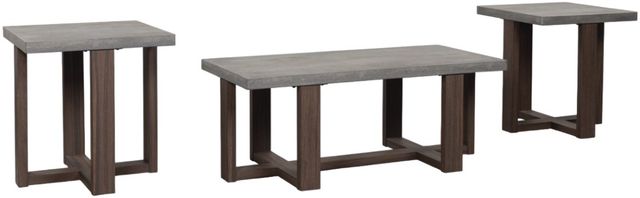 Signature Design by Ashley® Dynnford 3-Piece Gray Occasional Table with Brown Base Set-0
