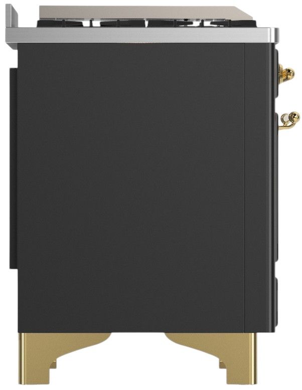 Ilve® Majestic III 40" Graphite Matte Pro Style Dual Fuel Natural Gas Range with Triple Glass Door and Brass Trim-3