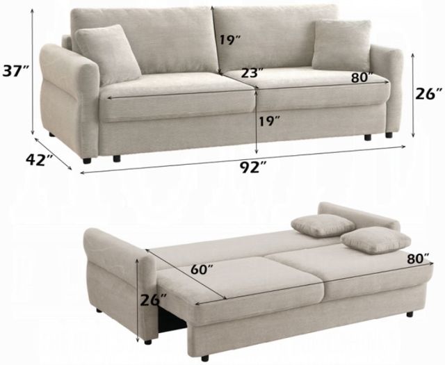 ACME Furniture Haran Beige Sleeper Sofa-2