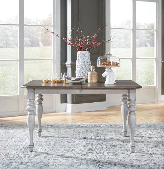 Liberty Furniture Ocean Isle Weathered Pine Rectangular Dining Table with Antique White Base-2