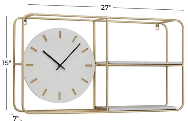 Deco Marche Gold Wall Shelf with Clock-3