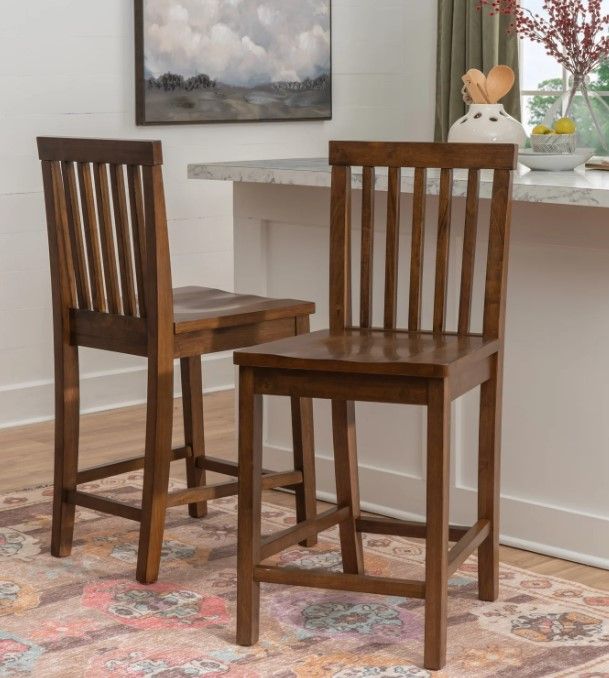 Linon Tory 2-Piece Walnut Counter Stool Set-1