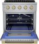 Hauslane HausPro Range 30" Stainless Steel Pro-Style Gas Range with Satin Brass Knobs-2