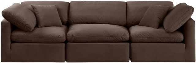 Meridian Furniture Indulge 3-Piece Brown Velvet Sofa-1