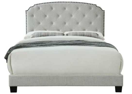Bernards Olivia Gray Upholstered King Panel Bed in a Box-1