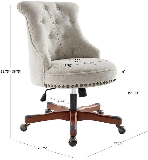Linon Sinclair Natural Office Chair-2