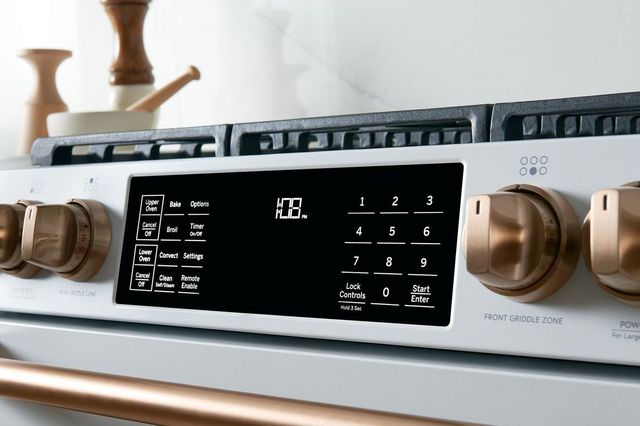 Café™ 30" Matte White Slide In Double Oven Induction Range-7