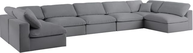Meridian Furniture Serene 7-Piece Grey Deluxe Cloud Modular Sectional Set-0