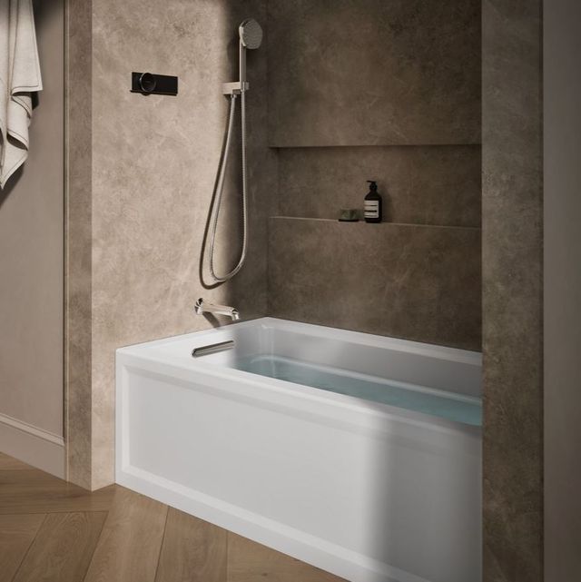 KOHLER® Archer® White 60" x 32" Alcove Bath with Bask® Heated Surface - Left Drain-1