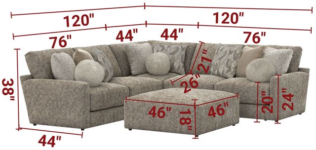 Jackson Furniture Turner 4-Piece Mushroom Sectional with Ottoman-2