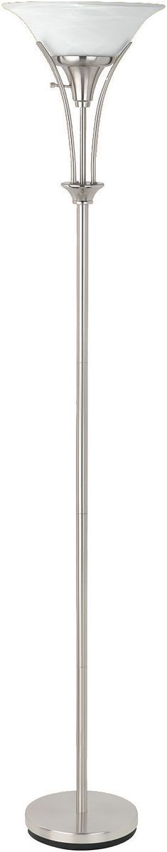 Coaster® Archie Brushed Steel Floor Lamp With Frosted Ribbed Shade
