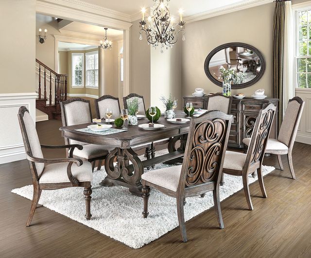 Furniture of America® Arcadia 2-Piece Ivory/Rustic Natural Dining Side Chair Set-1