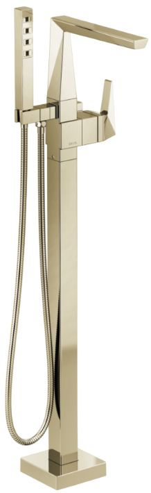 Delta Trillian® Lumicoat® Polished Nickel Single Handle Floor Mount Tub Filler Trim-0