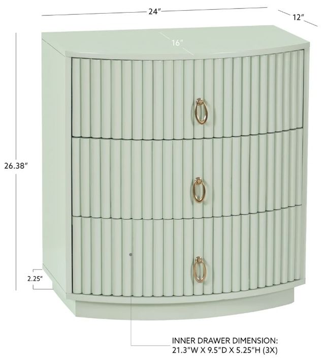 Powell® Ciarra Sage Green 3-Drawer Nightstand-3