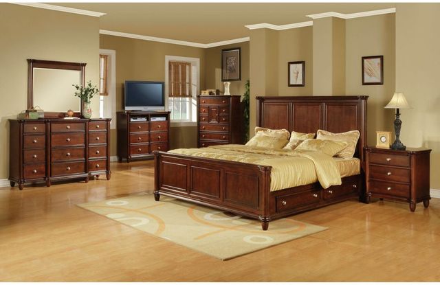 Elements International Hamilton Cherry Queen Storage Bed-1